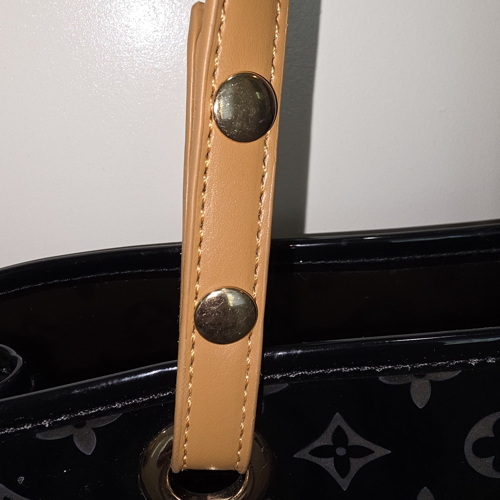 Designer Black and Tan Monogram Tote - Picture 3 of 11